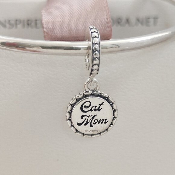 Pandora Cat Mom 2 Sided Dangle Charm S925 Sterling Silver with box - Picture 5 of 6